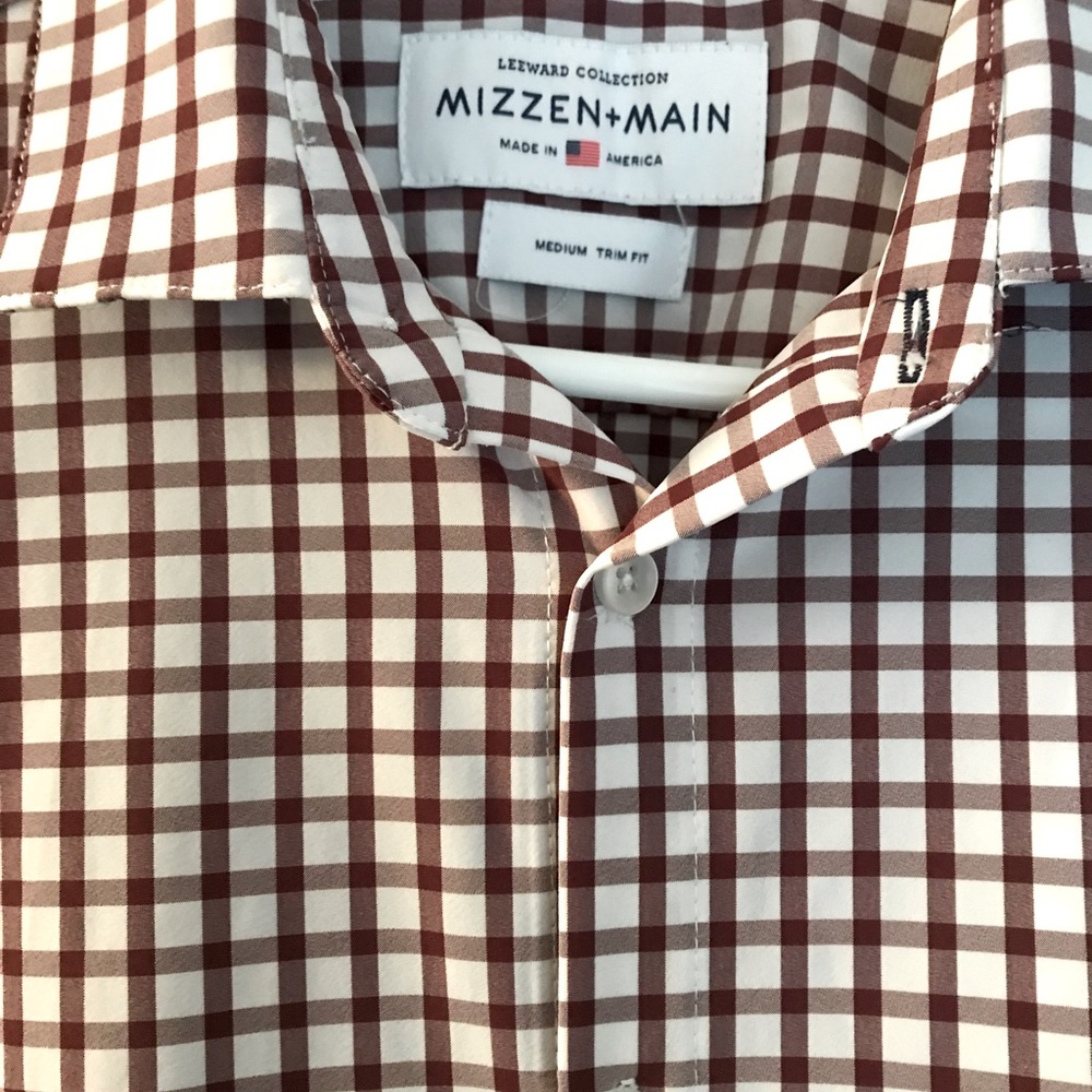 Burgundy Check Athletic Dress Shirt - Size M